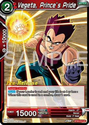 Image of Vegeta, Prince's Pride (BT26-014) - Ultimate Advent PreRelease Cards