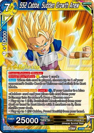 Image of SS2 Cabba, Sudden Growth Anew (BT26-137) - Ultimate Advent PreRelease Cards