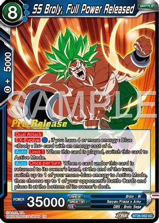Image of SS Broly, Full Power Released (BT26-050) - Ultimate Advent PreRelease Cards