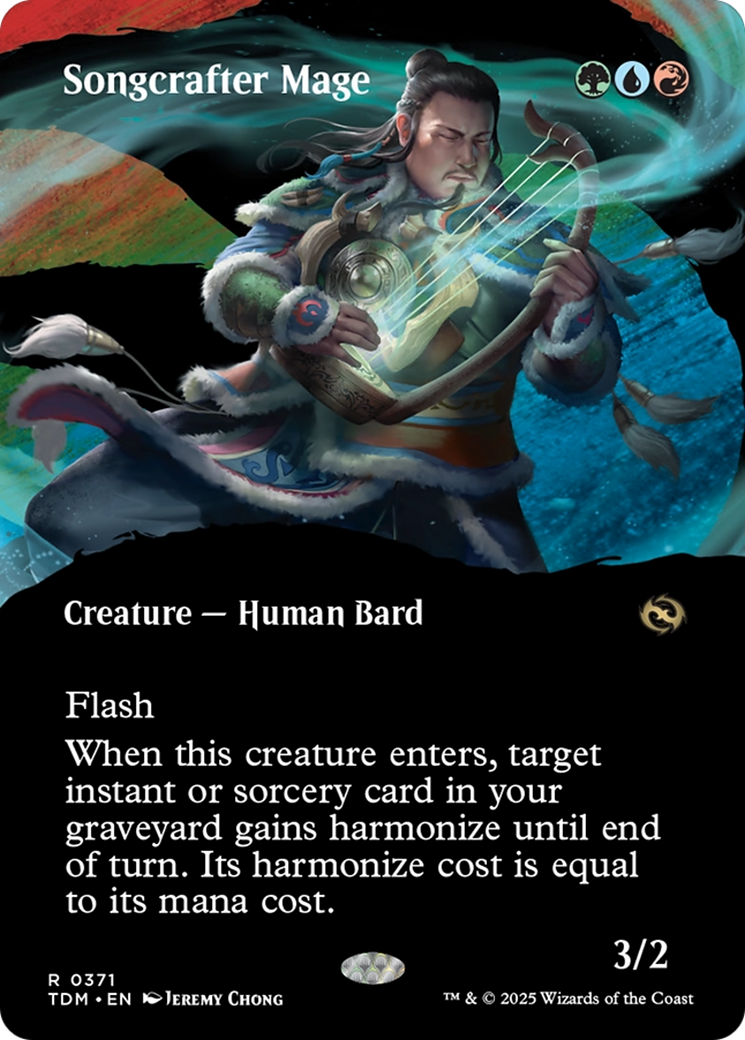 Image of Songcrafter Mage (Borderless) (TDM-371) - Tarkir: Dragonstorm: (Showcase) (Borderless)