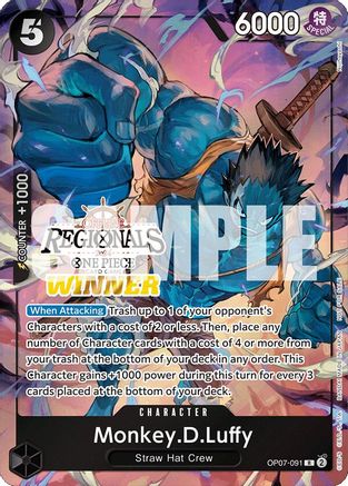 Image of Monkey.D.Luffy (091) (Offline Regional 2024 Vol. 3) [Winner] (OP07-091) - One Piece Promotion Cards Foil