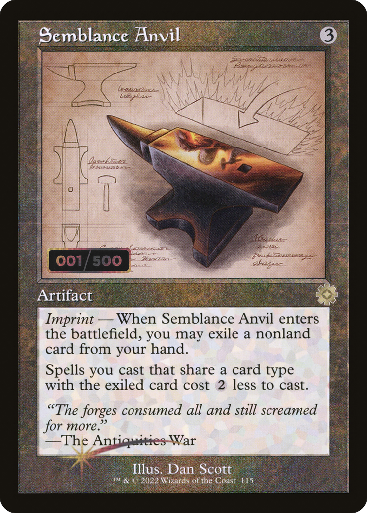 Image of Semblance Anvil (Schematic) (Serial Numbered) (BRR-115) - The Brothers' War Retro Artifacts Foil