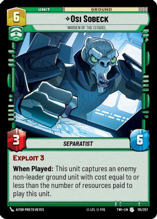 Image of Osi Sobeck - Warden of the Citadel (115/257) - Twilight of the Republic