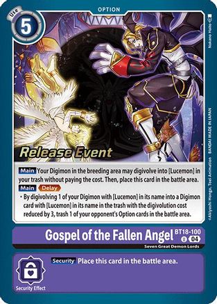 Image of Gospel of the Fallen Angel (BT18-100) - Release Special Booster 2.0 Celebration Event Cards Foil