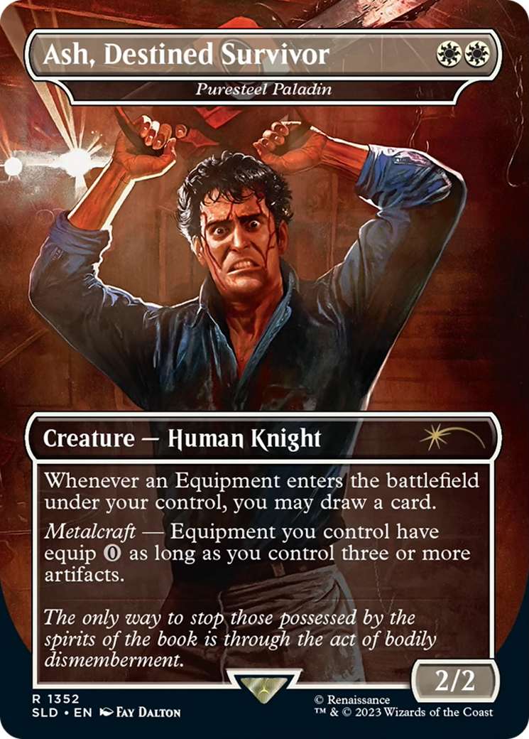 Image of Ash, Destined Survivor - Puresteel Paladin (SLD-1352) - Secret Lair Drop / Ash, Destined Survivor (Borderless)