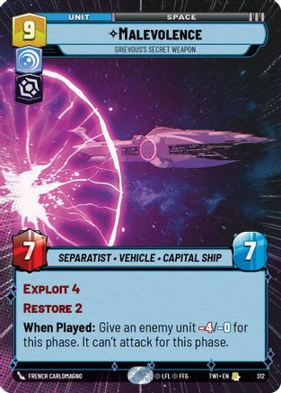 Image of Malevolence - Grievous's Secret Weapon (Hyperspace) (312) - Twilight of the Republic Foil