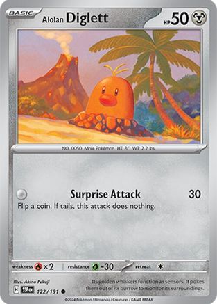 Image of Alolan Diglett 122/191  - Reverse Holofoil SV08 Surging Sparks - Common
