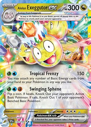 Image of Alolan Exeggutor ex 133/191  - Holofoil SV08 Surging Sparks - Double Rare