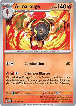Image of Armarouge 034/191  - Reverse Holofoil SV08 Surging Sparks - Uncommon