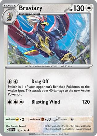 Image of Braviary 153/191  - Reverse Holofoil SV08 Surging Sparks - Uncommon