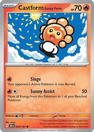 Image of Castform Sunny Form 020/191  SV08 Surging Sparks - Common