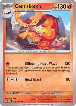 Image of Centiskorch 028/191  - Reverse Holofoil SV08 Surging Sparks - Common