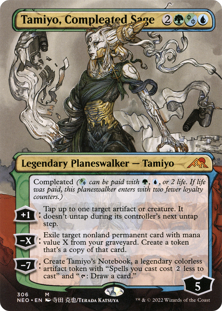 Image of Tamiyo, Compleated Sage (Borderless) (NEO-306) - Kamigawa: Neon Dynasty (Borderless)