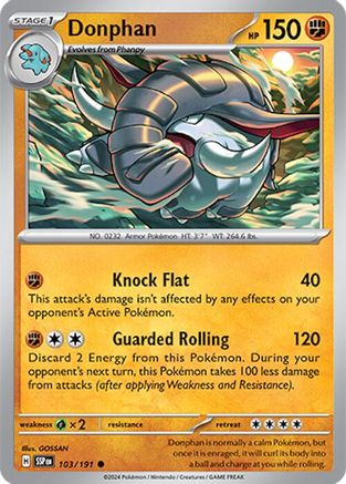 Image of Donphan 103/191  - Reverse Holofoil SV08 Surging Sparks - Common