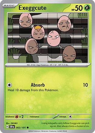 Image of Exeggcute 002/191  - Reverse Holofoil SV08 Surging Sparks - Common