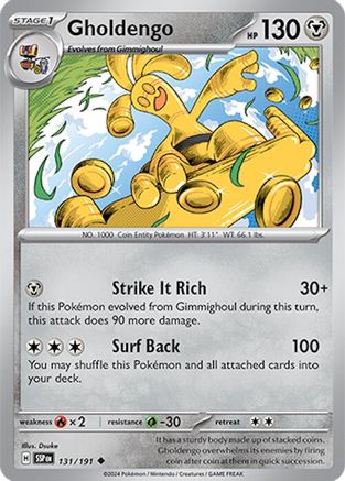 Image of Gholdengo 131/191  - Reverse Holofoil SV08 Surging Sparks - Uncommon