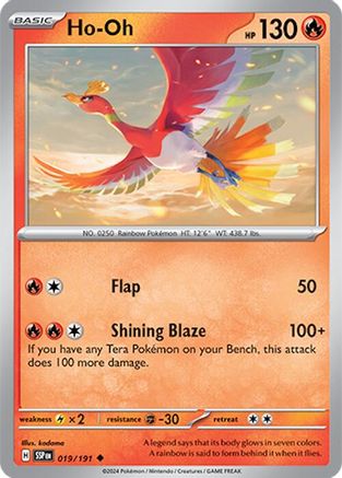 Image of Ho-Oh 019/191  - Reverse Holofoil SV08 Surging Sparks - Uncommon