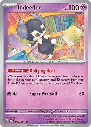 Image of Indeedee 093/191  - Reverse Holofoil SV08 Surging Sparks - Uncommon