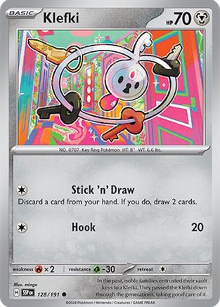 Image of Klefki 128/191  - Reverse Holofoil SV08 Surging Sparks - Common
