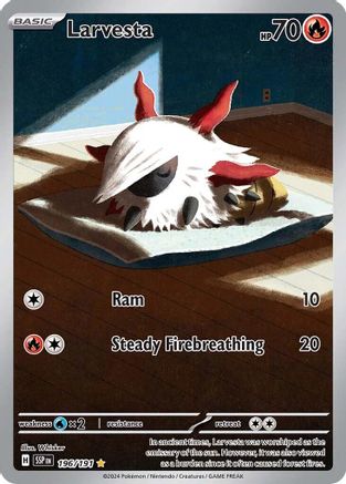 Image of Larvesta 196/191  - Holofoil SV08 Surging Sparks - Illustration Rare