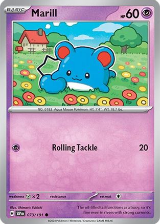 Image of Marill 073/191  - Reverse Holofoil SV08 Surging Sparks - Common