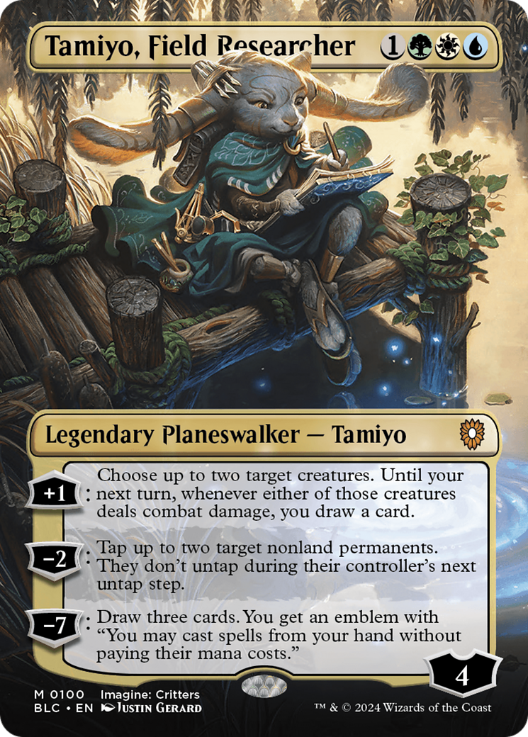 Image of Tamiyo, Field Researcher (Borderless) (BLC-100) - Bloomburrow Commander (Borderless) Foil