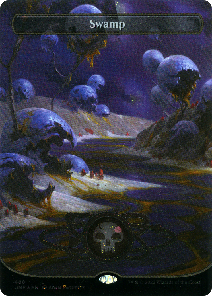 Image of Swamp (488) (Borderless) (Galaxy Foil) (UNF-488) - Unfinity Foil