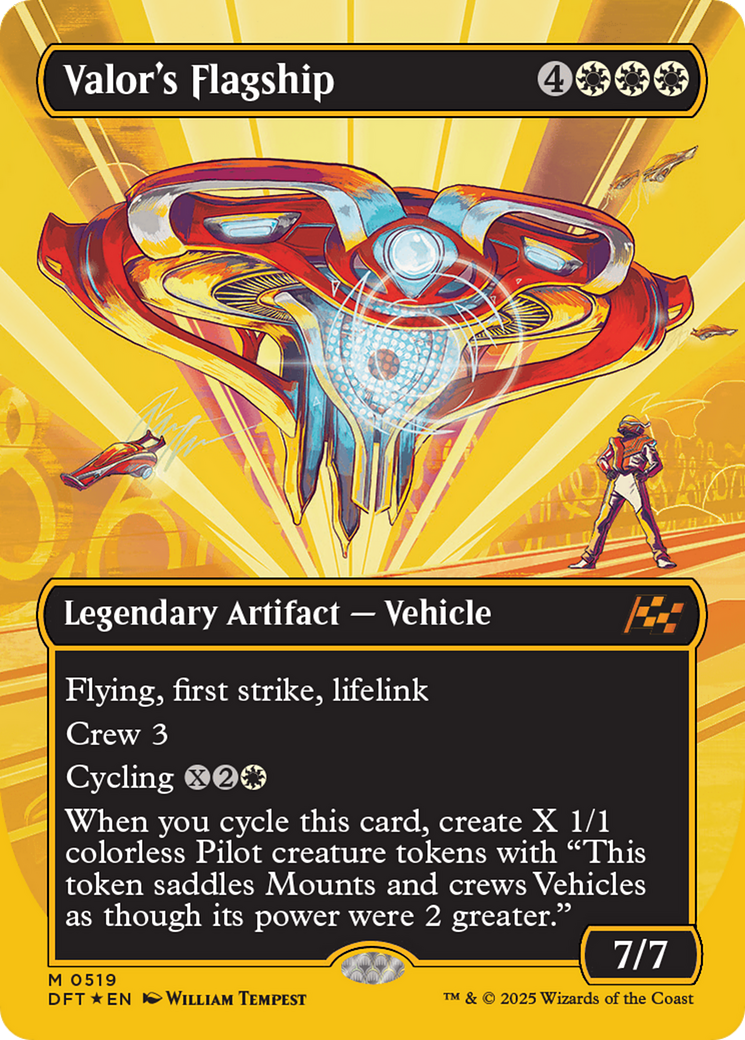 Image of Valor's Flagship (Borderless) (First-Place Foil) (DFT-519) - Aetherdrift (Borderless) Foil