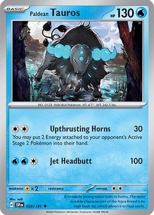 Image of Paldean Tauros 039/191  - Reverse Holofoil SV08 Surging Sparks - Uncommon