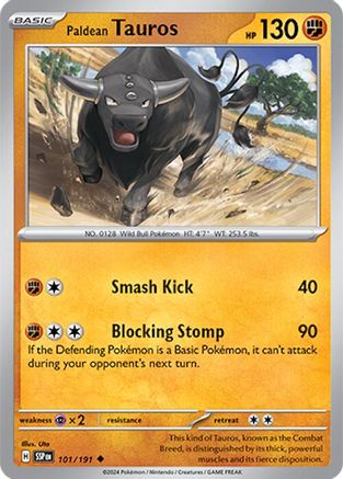 Image of Paldean Tauros 101/191  - Reverse Holofoil SV08 Surging Sparks - Uncommon