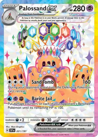 Image of Palossand ex 221/191  - Holofoil SV08 Surging Sparks - Ultra Rare