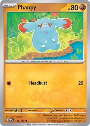 Image of Phanpy 102/191  - Reverse Holofoil SV08 Surging Sparks - Common