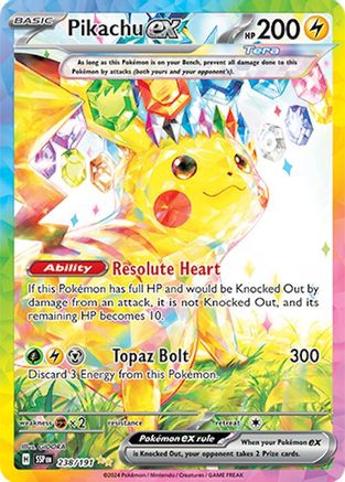 Image of Pikachu ex 238/191  - Holofoil SV08 Surging Sparks - Special Illustration Rare