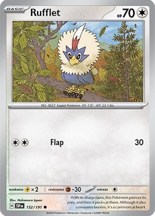 Image of Rufflet 152/191  - Reverse Holofoil SV08 Surging Sparks - Common