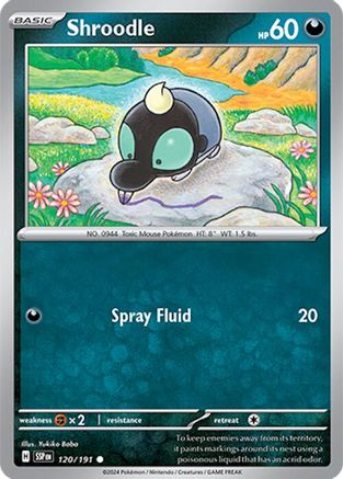 Image of Shroodle 120/191  - Reverse Holofoil SV08 Surging Sparks - Common