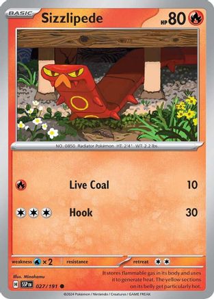 Image of Sizzlipede 027/191  - Reverse Holofoil SV08 Surging Sparks - Common