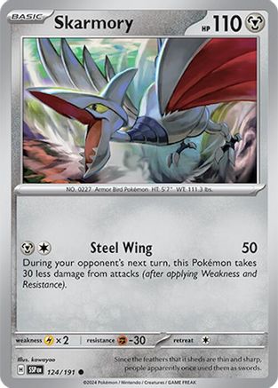 Image of Skarmory 124/191  - Reverse Holofoil SV08 Surging Sparks - Common
