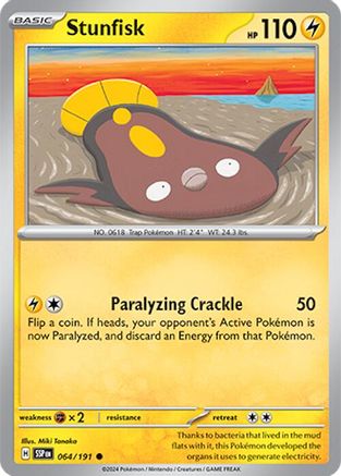 Image of Stunfisk 064/191  - Reverse Holofoil SV08 Surging Sparks - Common