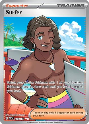 Image of Surfer 235/191  - Holofoil SV08 Surging Sparks - Ultra Rare