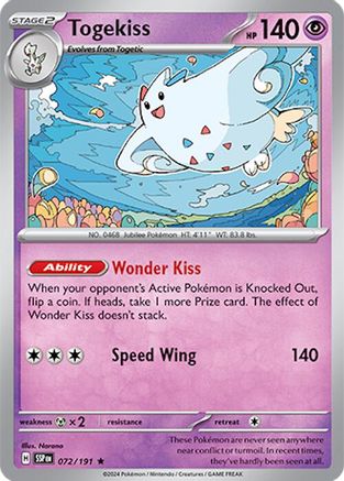Image of Togekiss 072/191  - Holofoil SV08 Surging Sparks - Rare