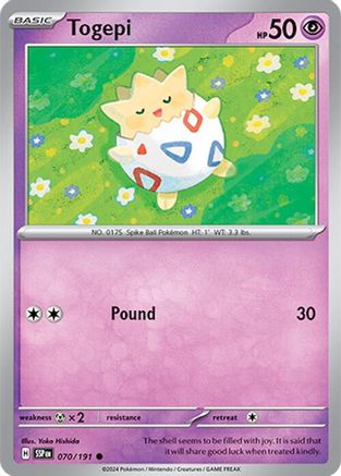 Image of Togepi 070/191  - Reverse Holofoil SV08 Surging Sparks - Common