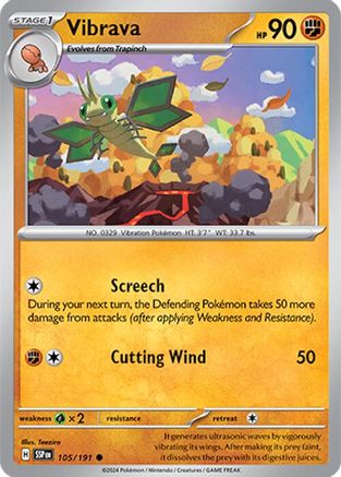 Image of Vibrava 105/191  - Reverse Holofoil SV08 Surging Sparks - Common