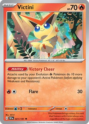 Image of Victini 021/191  - Reverse Holofoil SV08 Surging Sparks - Uncommon