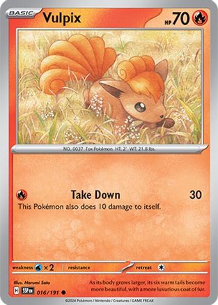 Image of Vulpix 016/191  - Reverse Holofoil SV08 Surging Sparks - Common