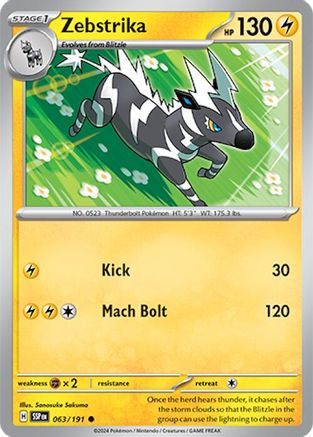 Image of Zebstrika 063/191  - Reverse Holofoil SV08 Surging Sparks - Common