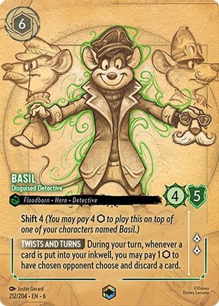 Image of Basil - Disguised Detective (Enchanted) (212/204) - Azurite Sea Holofoil
