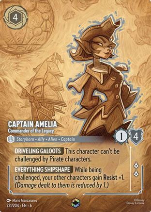 Image of Captain Amelia - Commander of the Legacy (Enchanted) (221/204) - Azurite Sea Holofoil