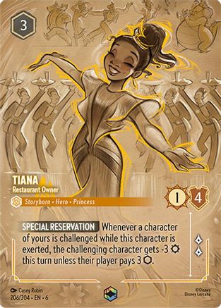 Image of Tiana - Restaurant Owner (Enchanted) (206/204) - Azurite Sea Holofoil