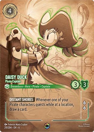 Image of Daisy Duck - Pirate Captain (Enchanted) (211/204) - Azurite Sea Holofoil