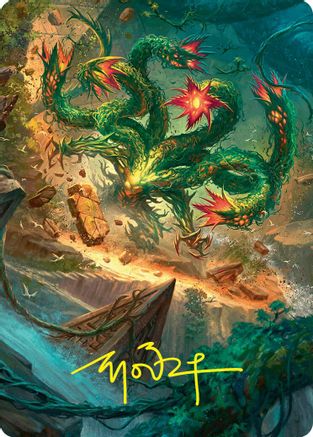 Image of Mossborn Hydra Art Card (42/54) (Gold-Stamped Signature) (ASFDN-042) - Art Series: Foundations